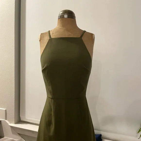 green emerald velvet dress French Connection Alexis Cotton One Shoulder Dress - Green main image 1
